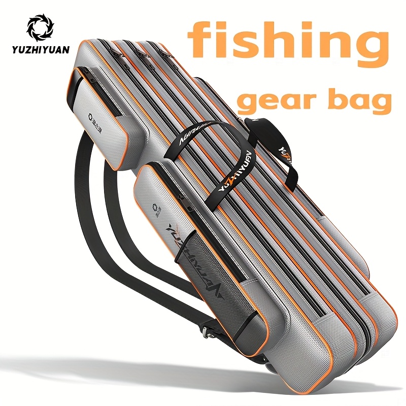 Fishing Rod Case - กระเป๋าตกปลา Yuzhiyuan, กระเป๋าเก็บอุปกรณ์ตกปลาหลายชั้นความจุขนาดใหญ่พร้อมขอบเหล็กและซิปโลหะ, กระเป๋าใส่คันเบ็ดแบบพกพาน้ำหนักเบา