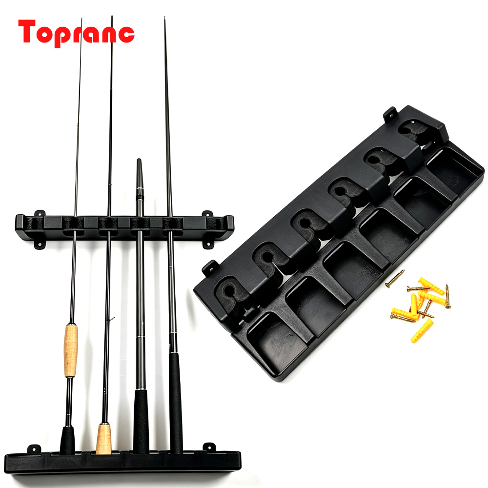 Fishing Rod Rack - ที่แขวนคันเบ็ดตกปลาแบบติดผนังแนวนอน Topranc, จัดเก็บคันเบ็ดตกปลาได้ 6 คัน, ชั้นวางโชว์และจัดเก็บคันเบ็ดตกปลา