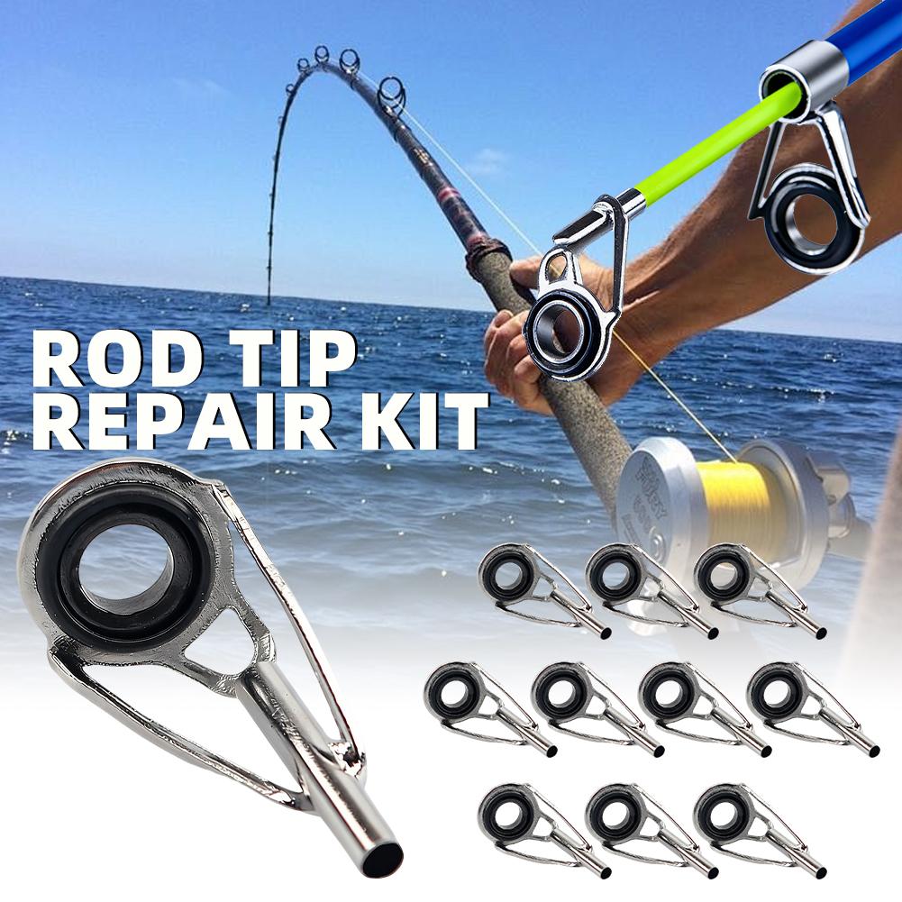 Fishing Rod Guide Replacement - ชุดซ่อมปลายคันเบ็ด 10 ชิ้น ชุดเปลี่ยนปลายคันเบ็ด 5 ขนาด