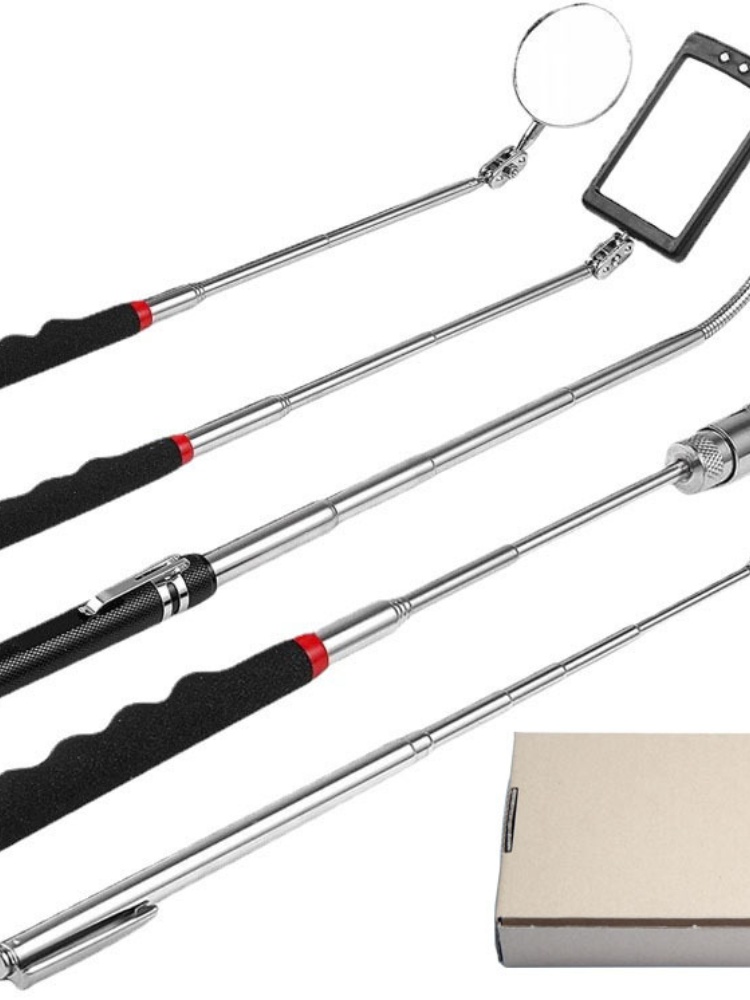 Fishing Rod Telescopic - ชุดเครื่องมือซ่อมรถยนต์ แท่งแม่เหล็กยืดหดได้ สำหรับหยิบจับชิ้นส่วนโลหะ 1-5 ชิ้น เครื่องมือช่างที่ใช้งานสะดวก