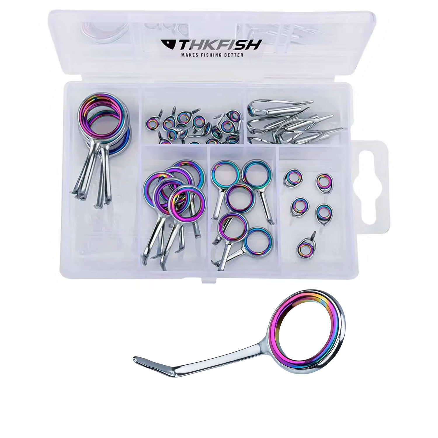Fishing Rod Building Kit - ชุดแหวนนำเบ็ดตกปลาหลากสี40ชิ้นชุดซ่อมปลายแหลมสแตนเลสสตีลเบ็ดตกปลาวินาทีชุดเปลี่ยนเสาตกปลา