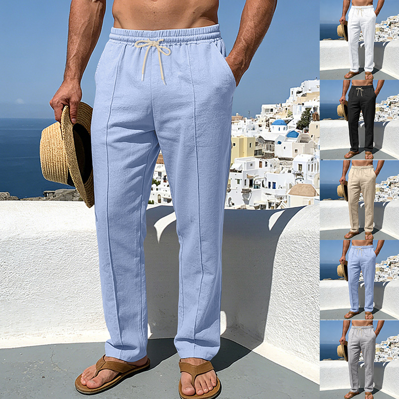 Fishing Rod Travel - กางเกงขายาวผ้าลินินทรงหลวม ระบายอากาศดี สไตล์ลำลอง สำหรับผู้ชาย รุ่นใหม่ ฤดูใบไม้ผลิ